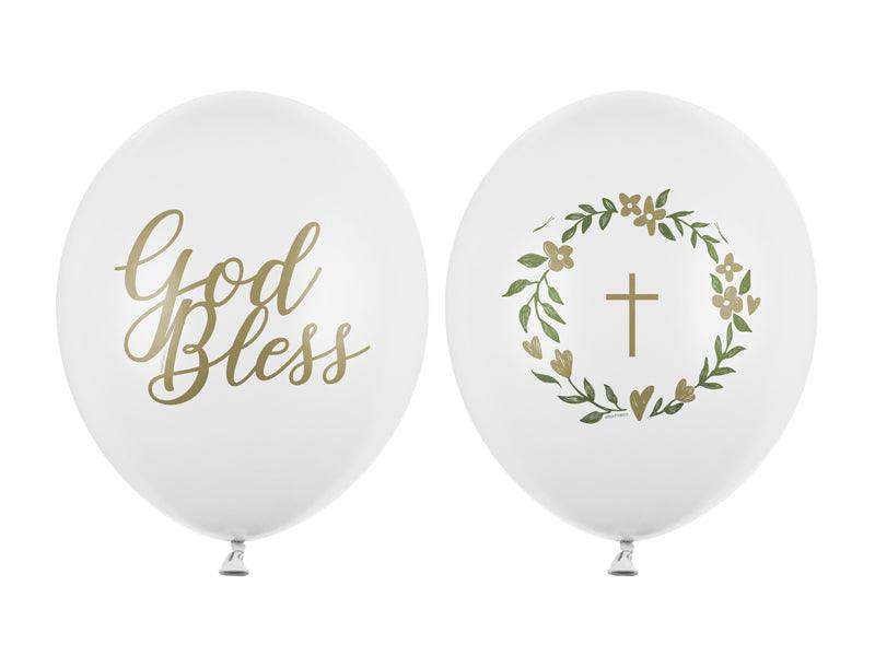 Ballons 30 cm, God Bless, Pastel Pure White (1 VPE / 50 Stk.) - FeierGlanz